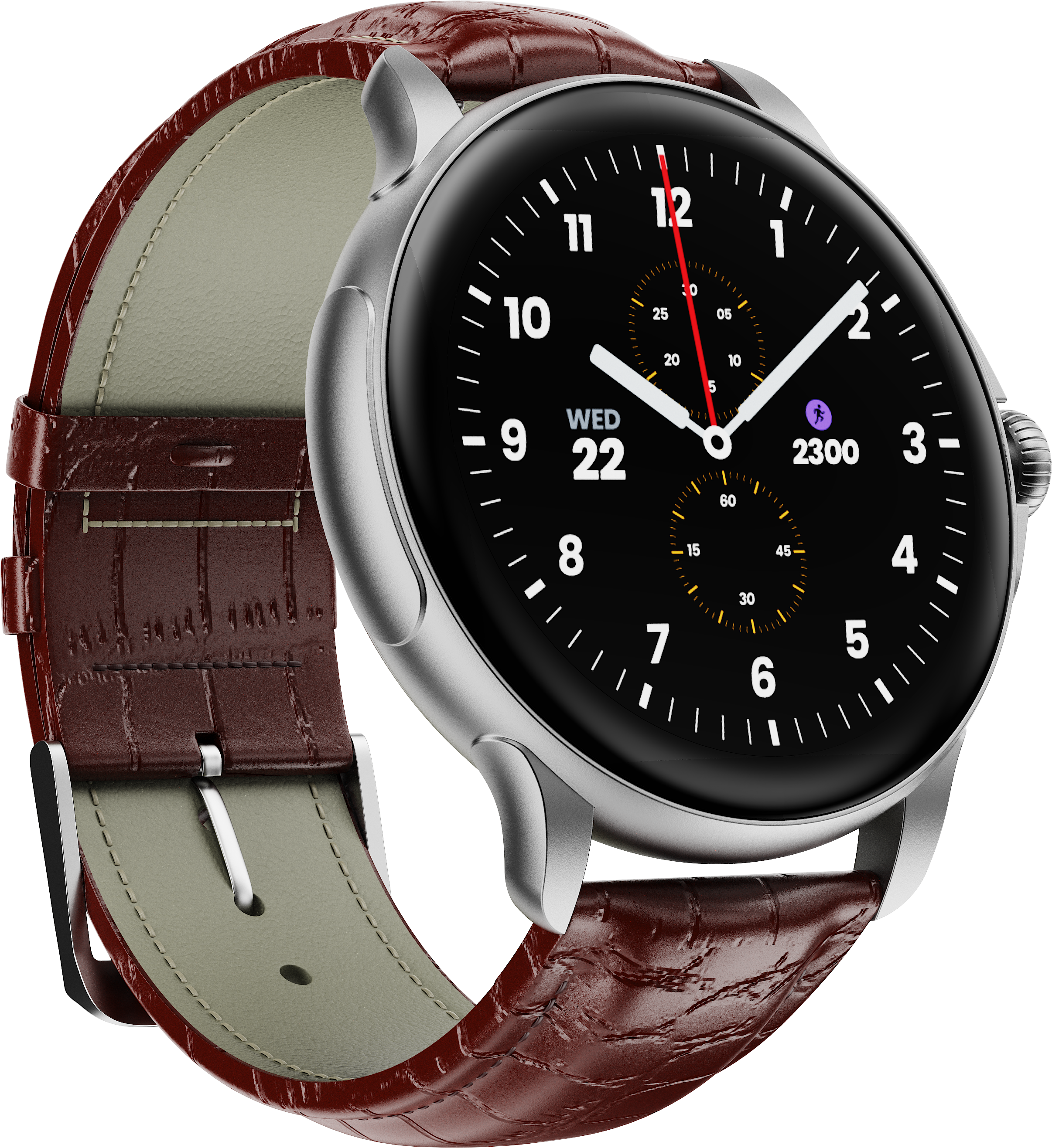 Silver Leather HMD WATCH X1 SMARTWATCH from Front and Back