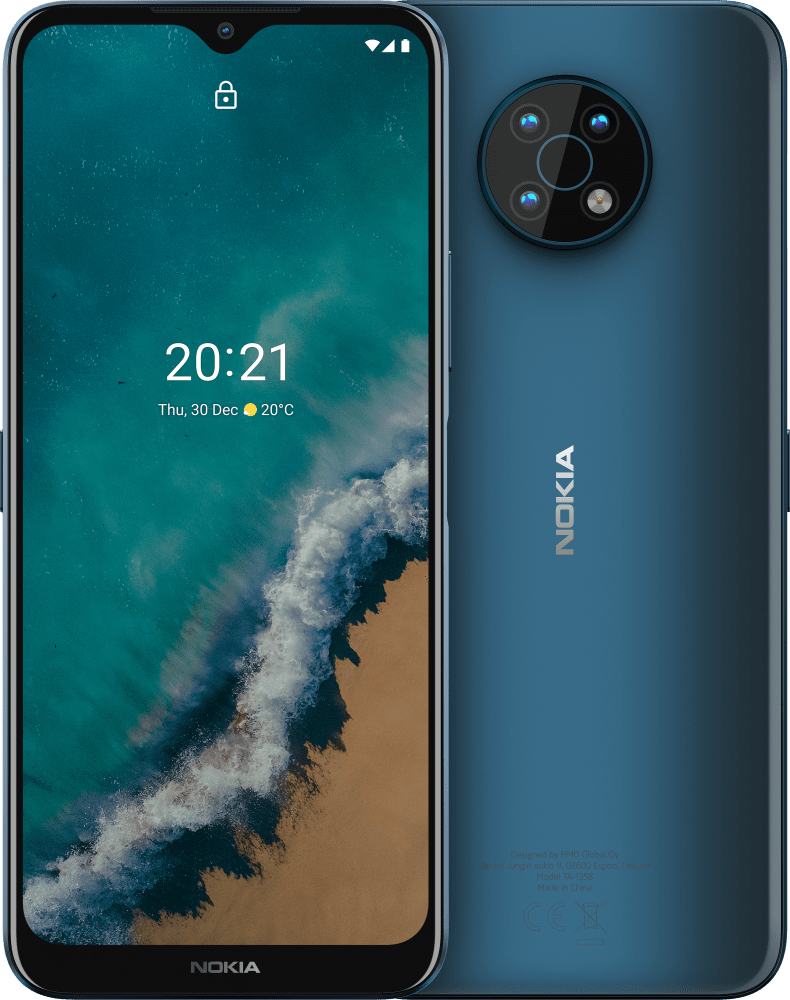 Enlarge Ocean Blue Nokia G50 from Front and Back