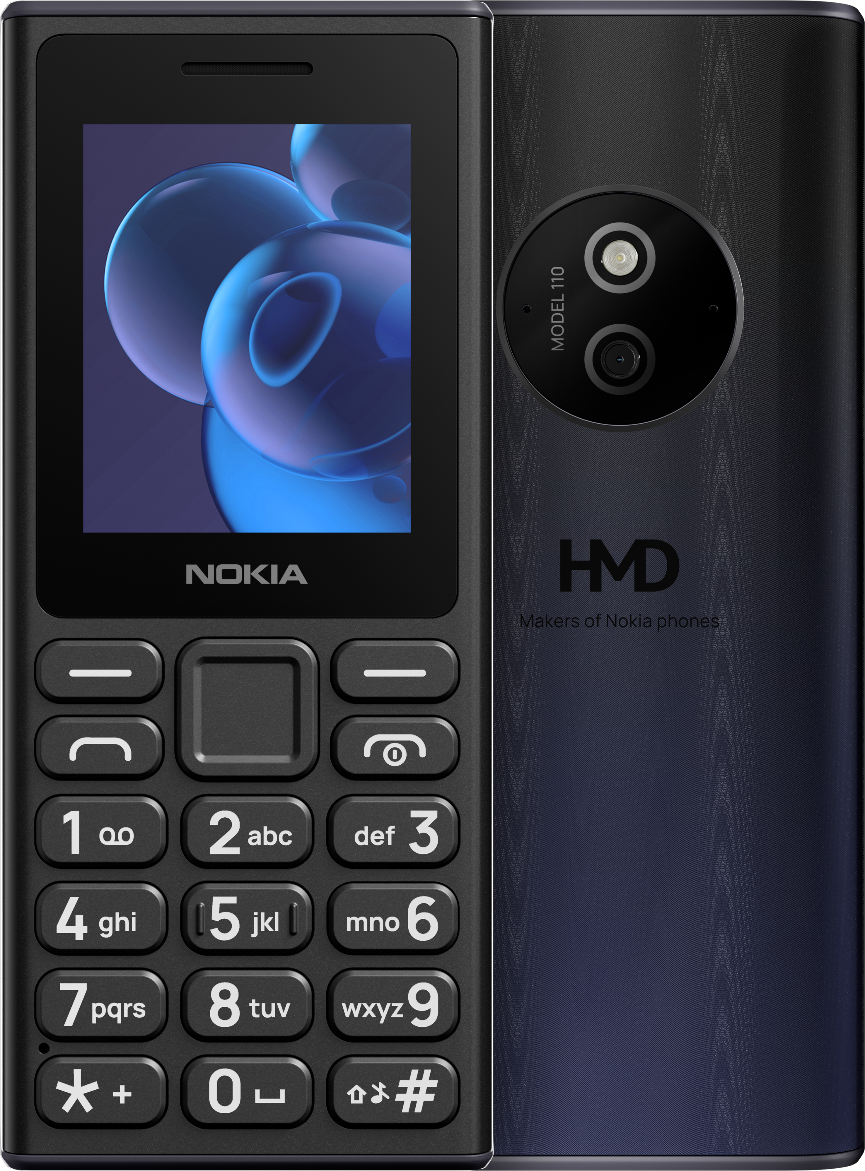 Negru Nokia 110 (2024) from Front and Back