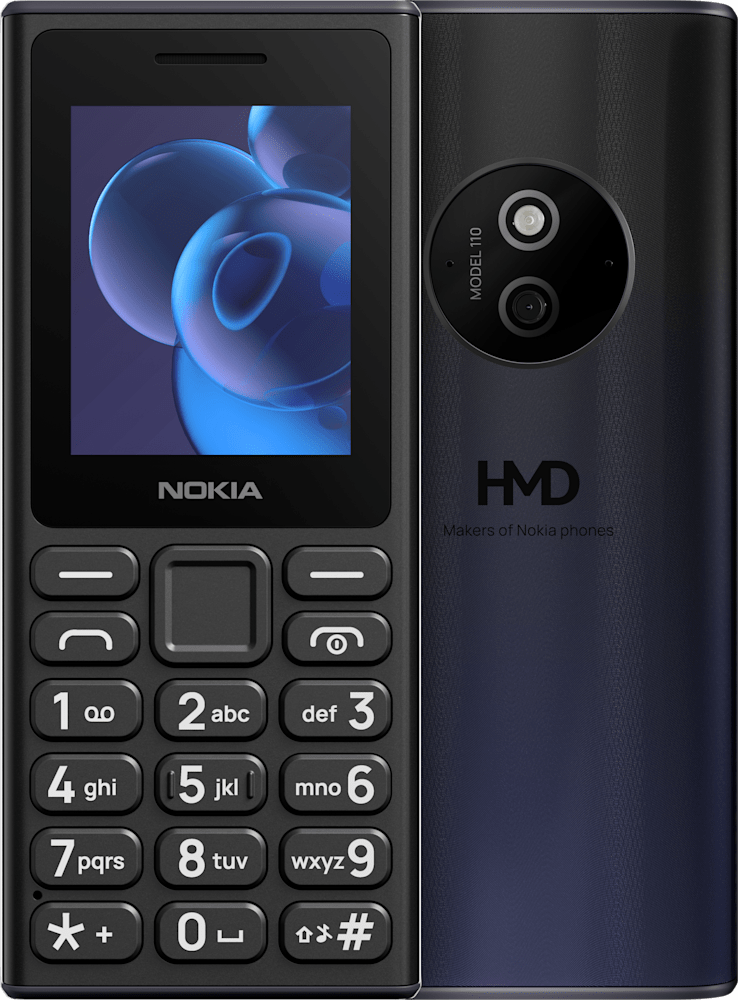 Negru Nokia 110 (2024) from Front and Back
