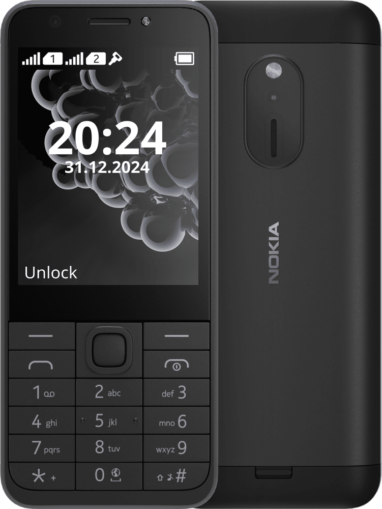Enlarge Чорний Nokia 230 (2024) from Front and Back