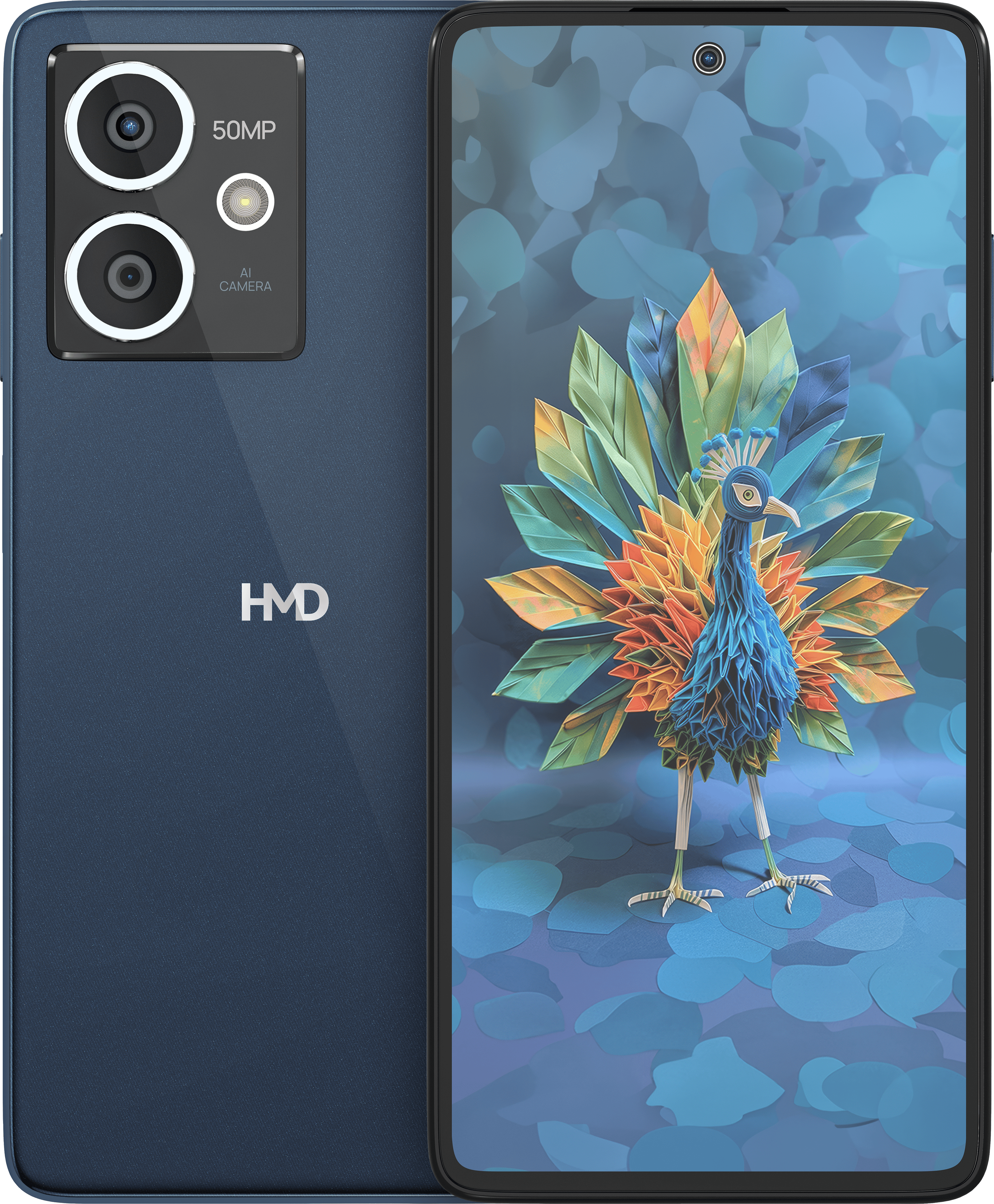 Midnight Blue HMD Crest 5G from Front and Back