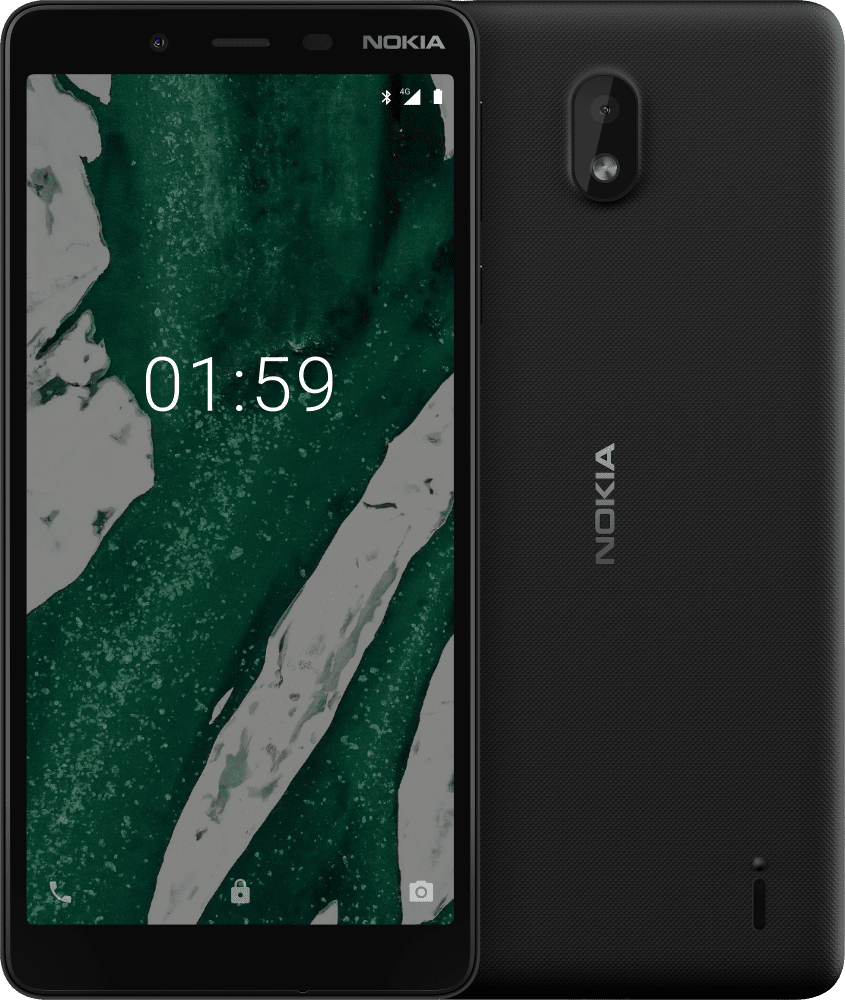 Enlarge Black Nokia 1 Plus from Front and Back