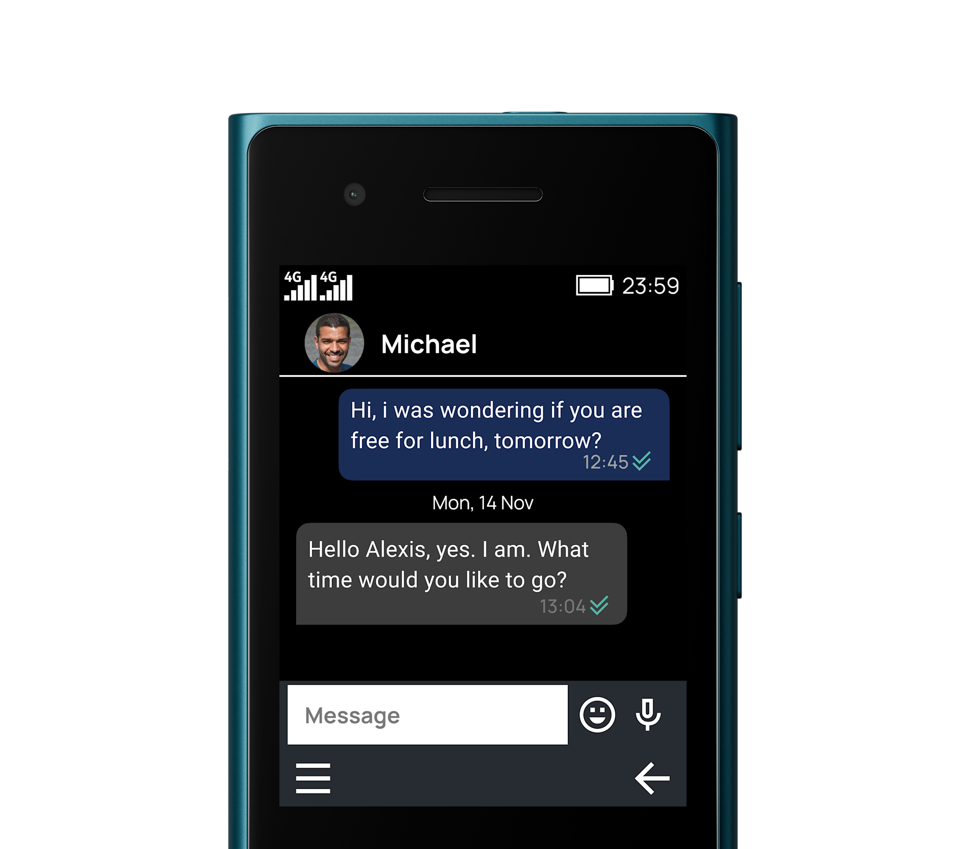 Share texts and photos on the Express Chat app