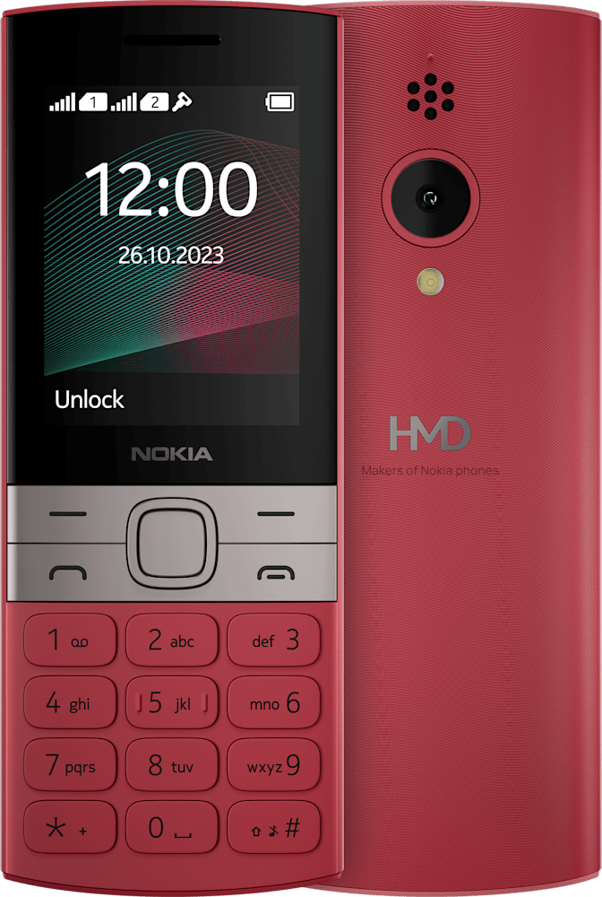 Red Nokia 150 from Front and Back