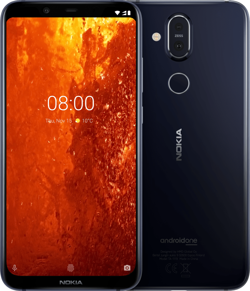Enlarge Kék Nokia 8.1 from Front and Back