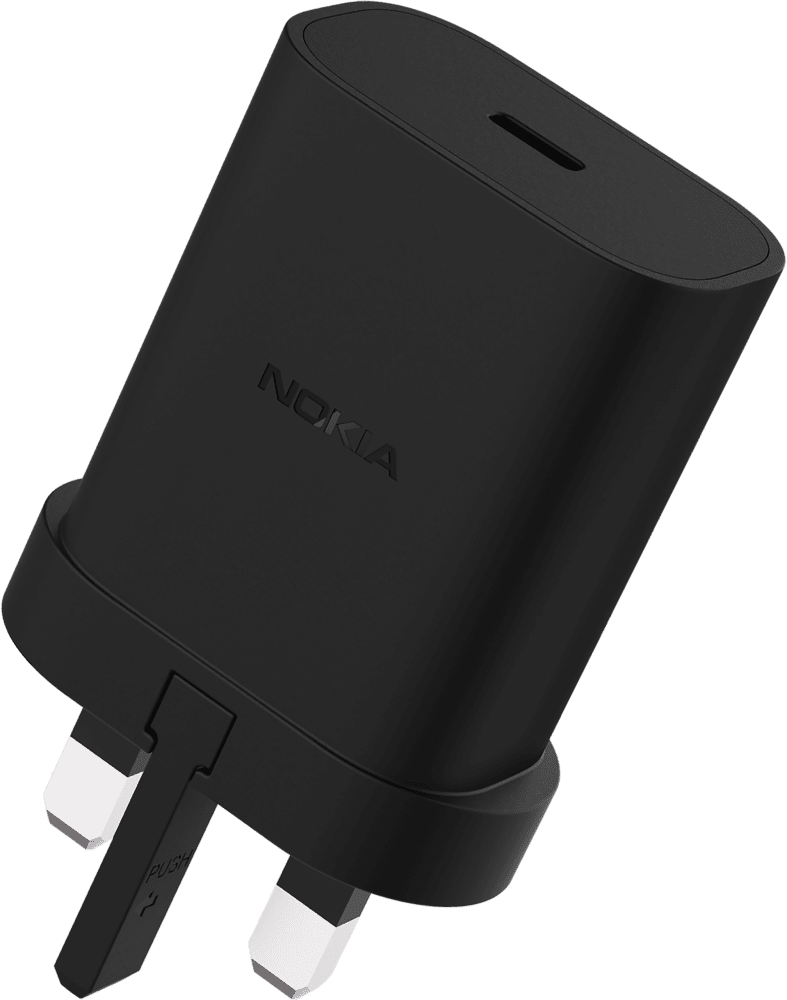 Enlarge Black Nokia Fast Wall Charger 33W UK from Front and Back