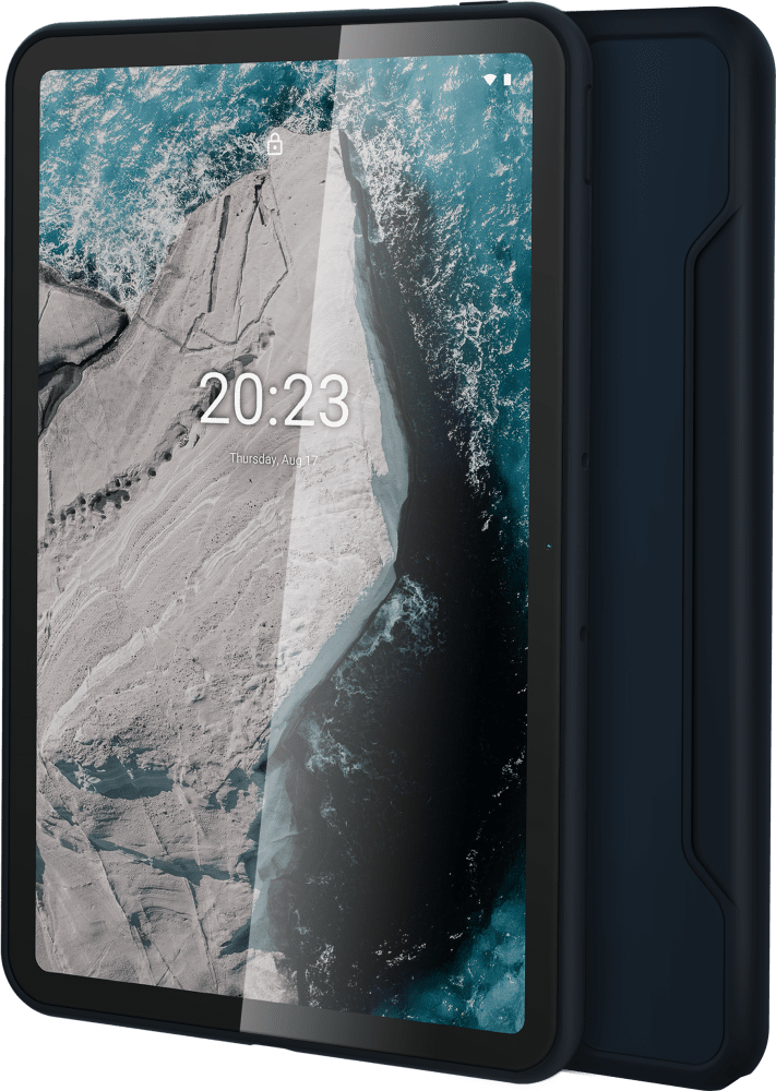 Förstora Blå Nokia T20 Rugged Case från Fram- och baksida