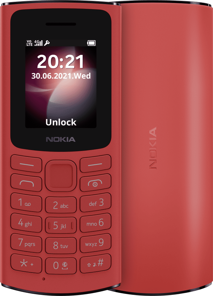 Enlarge Red Nokia 105 4G (2021) from Front and Back