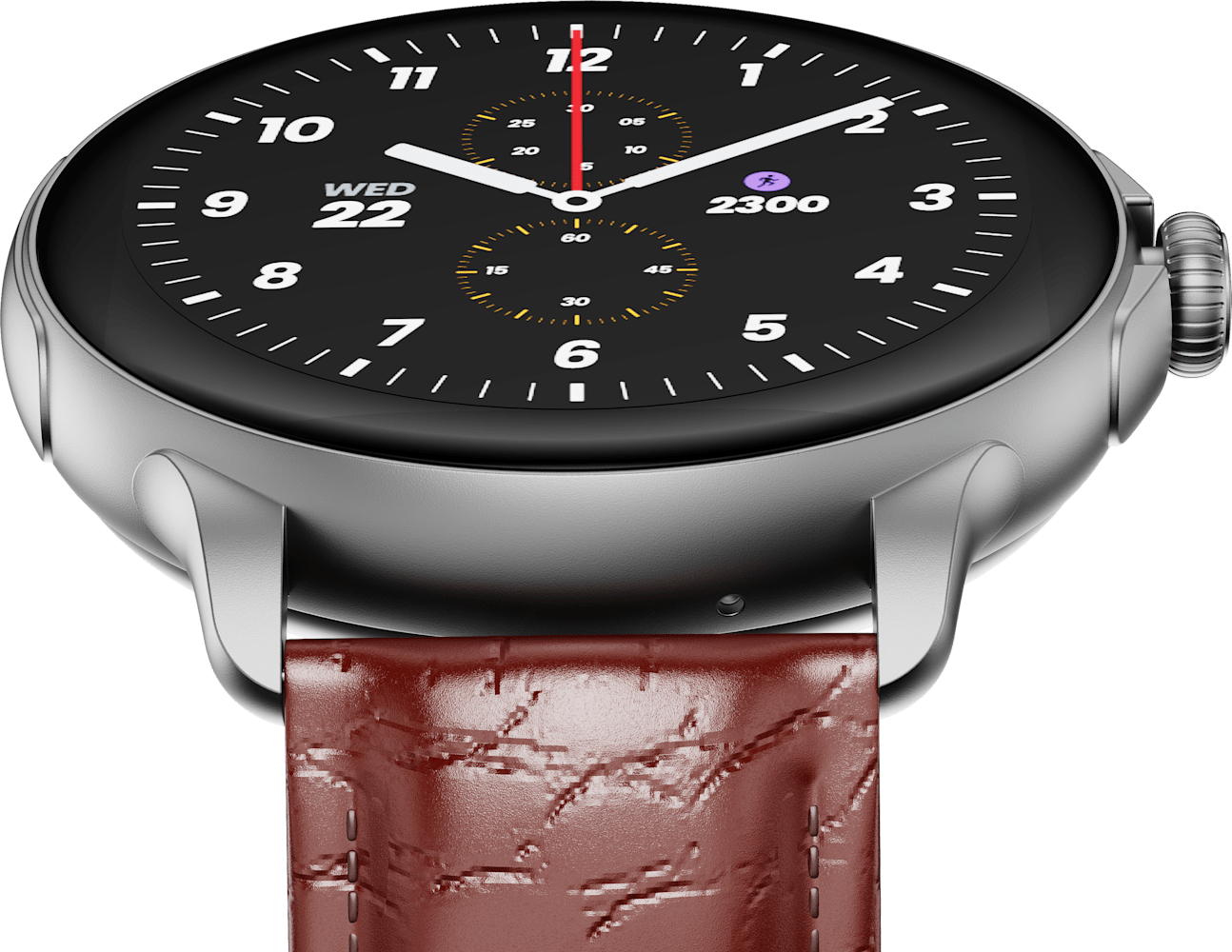 Silver Leather HMD WATCH X1 SMARTWATCH from Front