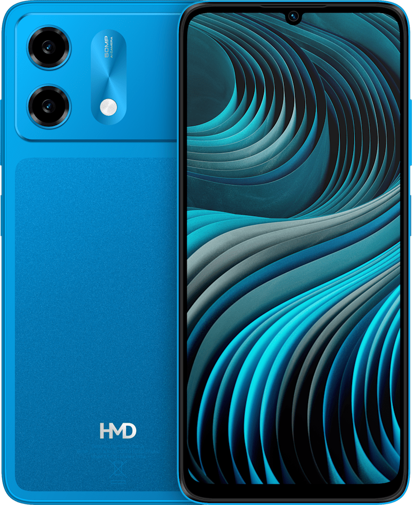 Nordic Blue HMD Vibe2 5G from Front and Back