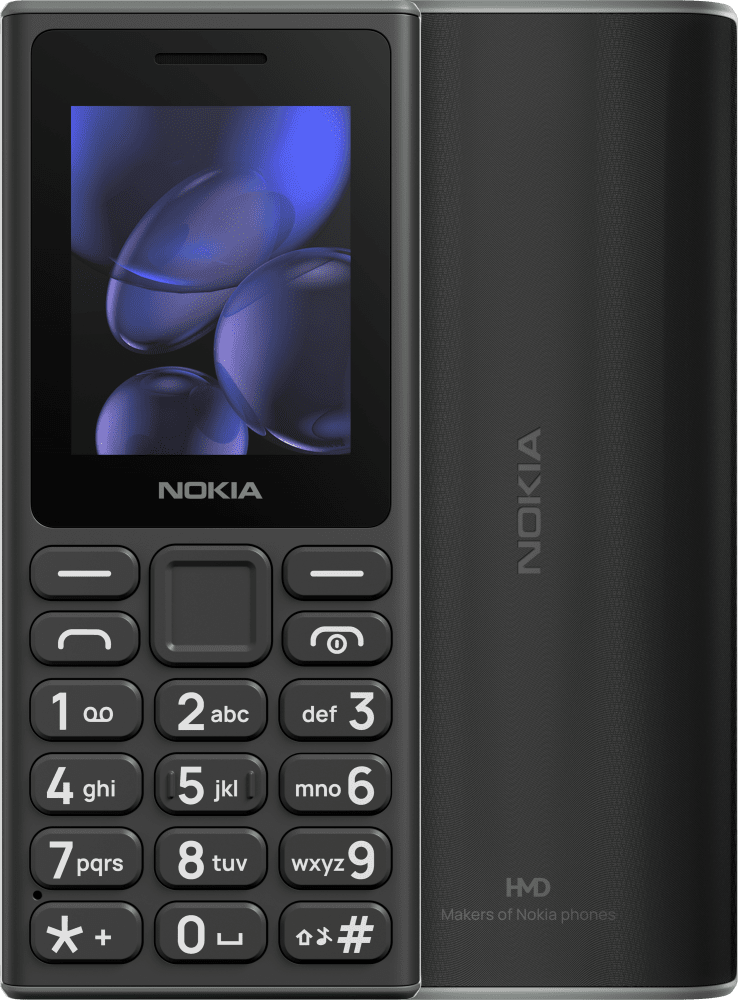 Enlarge Black Nokia 105 (2024) from Front and Back