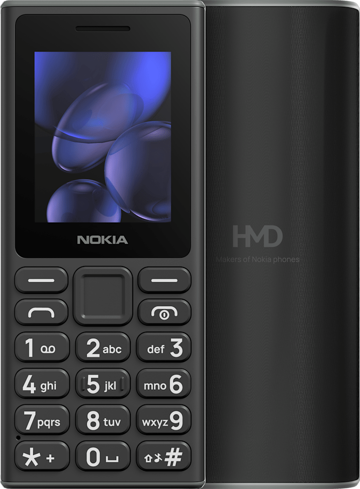 Black Nokia 108 (2024) from Front and Back