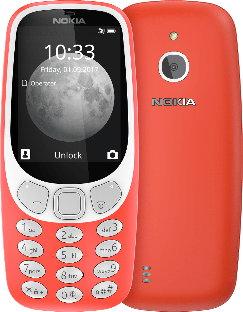 Rot Nokia 3310 3G von Vorder- und Rückseite vergrößern
