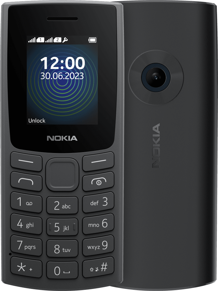 Enlarge Charcoal Nokia 110 (2023) from Front and Back