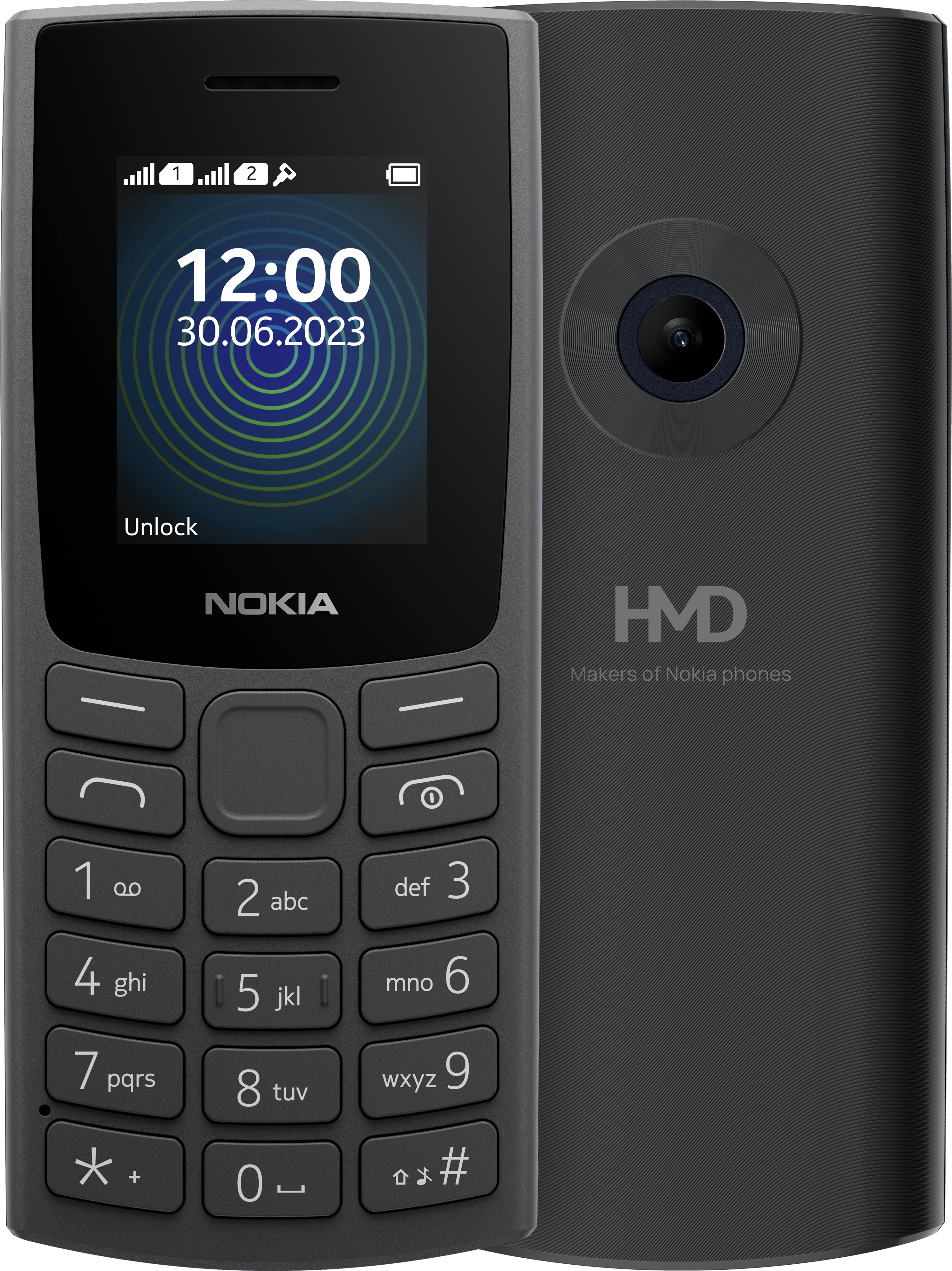 Charcoal Nokia 110 (2023) from Front and Back