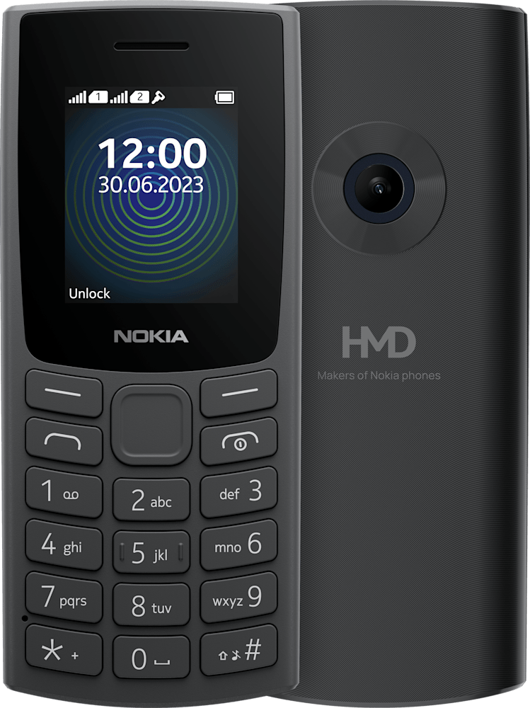 Charcoal Nokia 110 (2023) from Front and Back