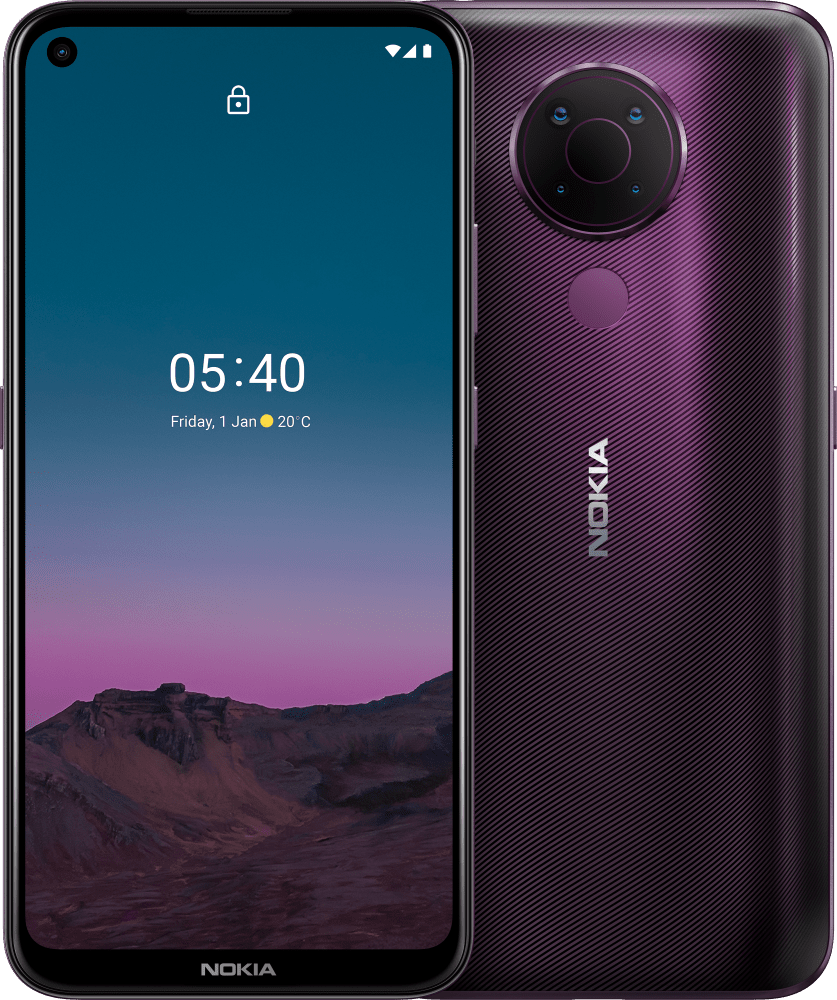 Enlarge Purple Nokia 5.4 from Front and Back