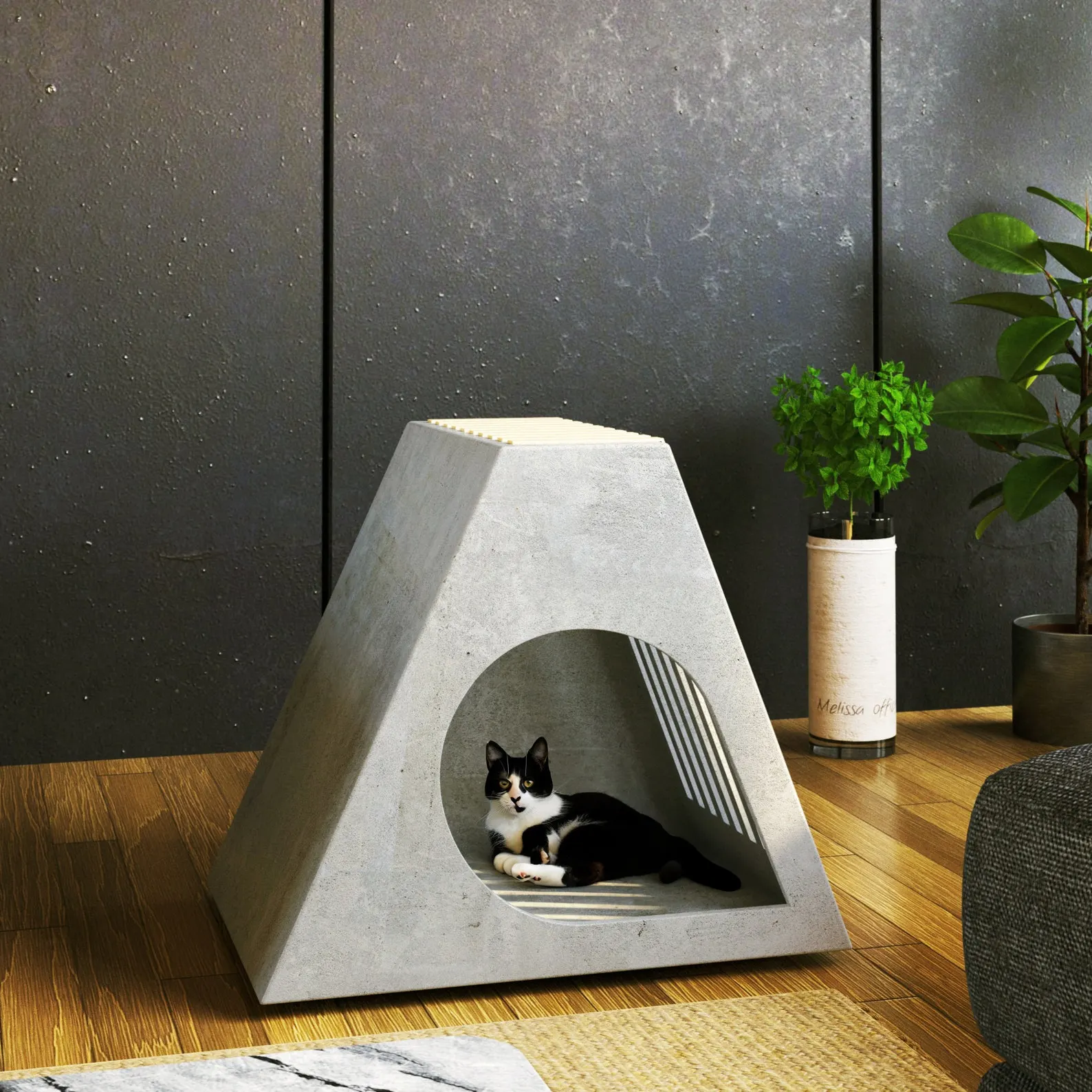 Handmade Concrete Cat House
