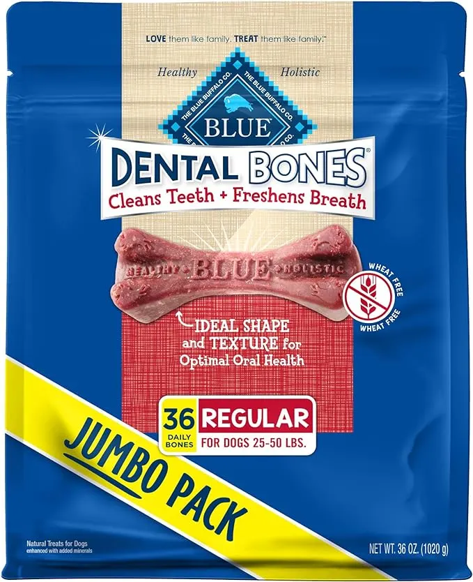 Blue Buffalo Dental Bones Regular Natural Dental Chew Dog Treats