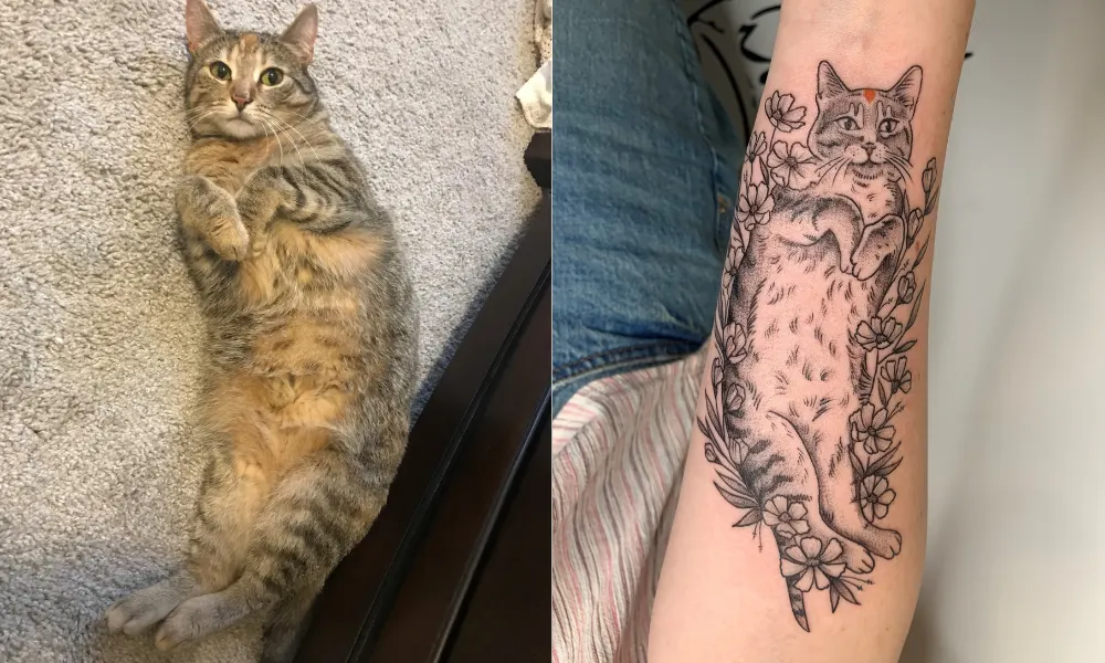 Cat tattoo 2 side to side