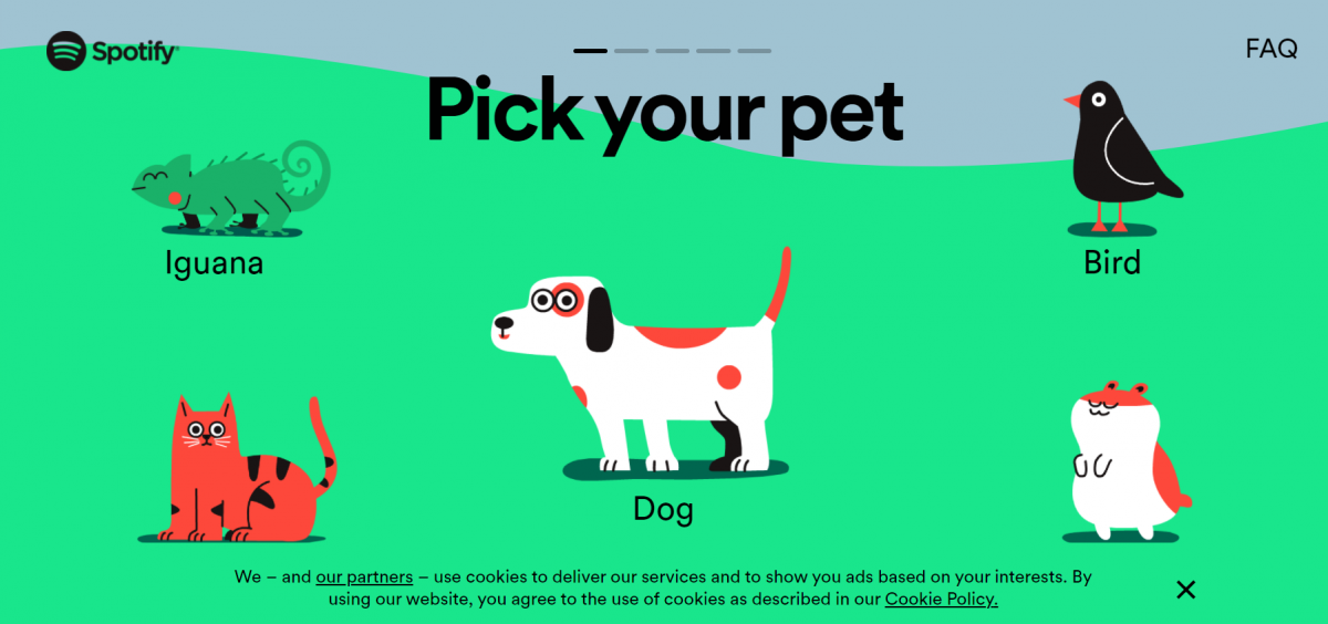 Spotify pet playlists homepage screenshot