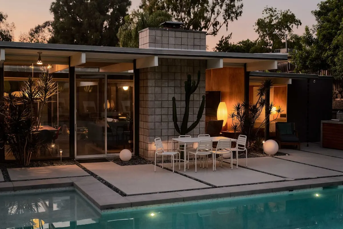 Chic backyard pool behind modern airbnb