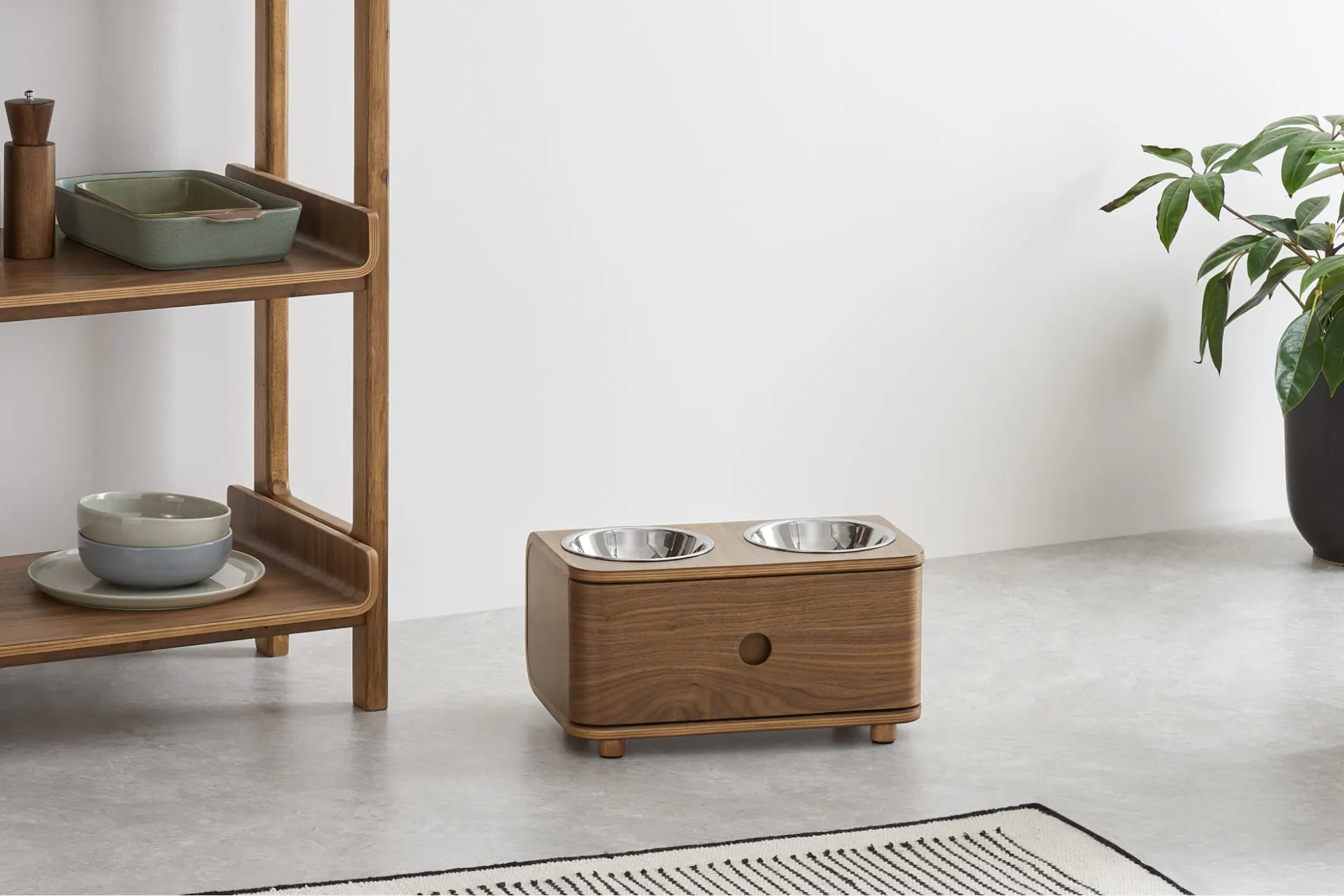 modern wooden pet bowl holders
