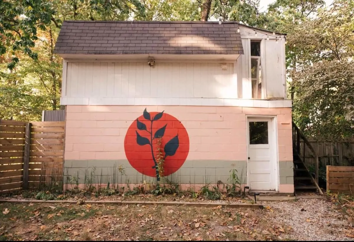 cottage with wall mural