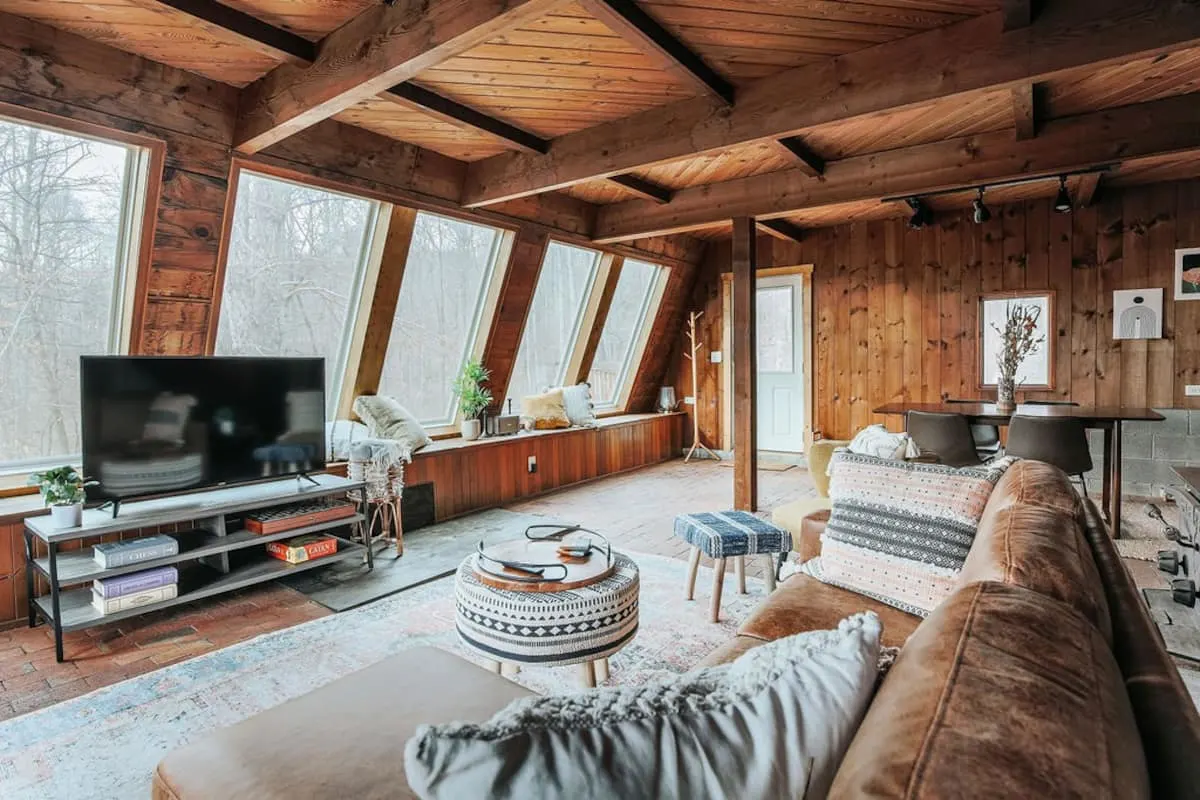scandinavian boho lodge living room