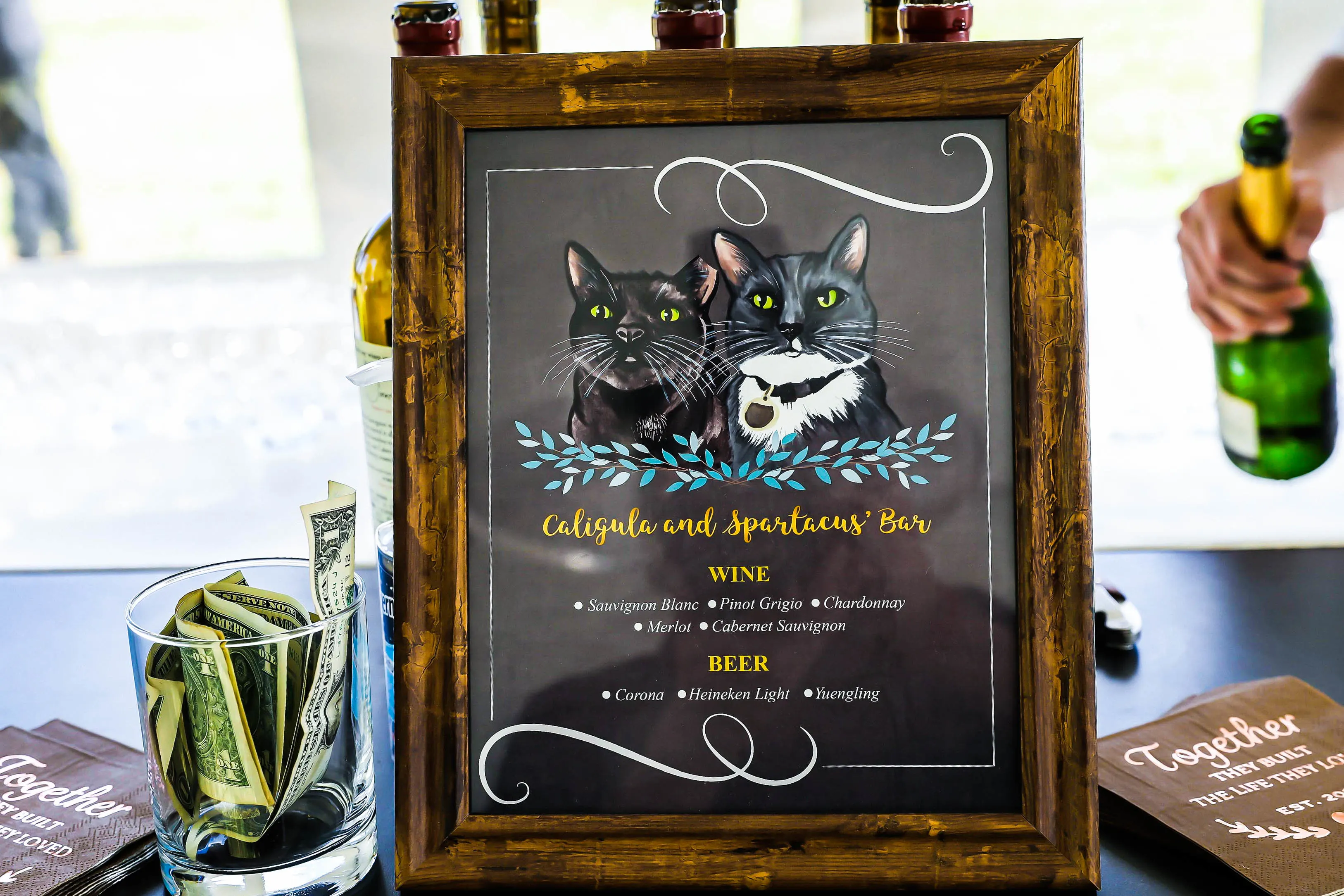 cat cocktail signage for wedding