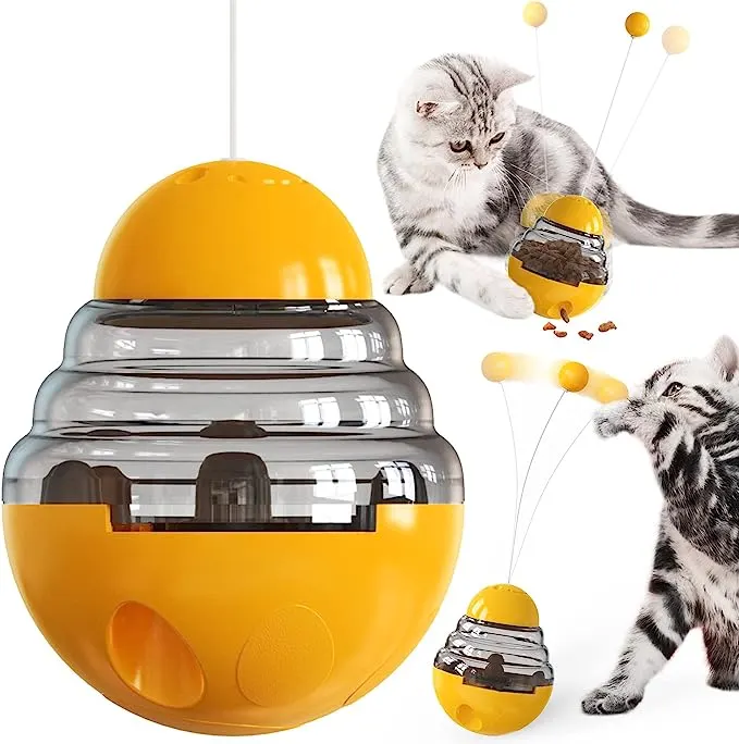 Interactive wobbly cat treat dispensing toy