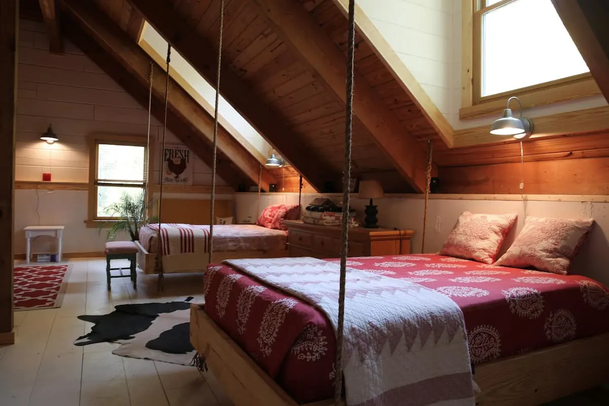 hanging beds in airbnb