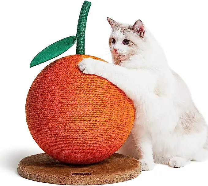 Orange cat scratching toy