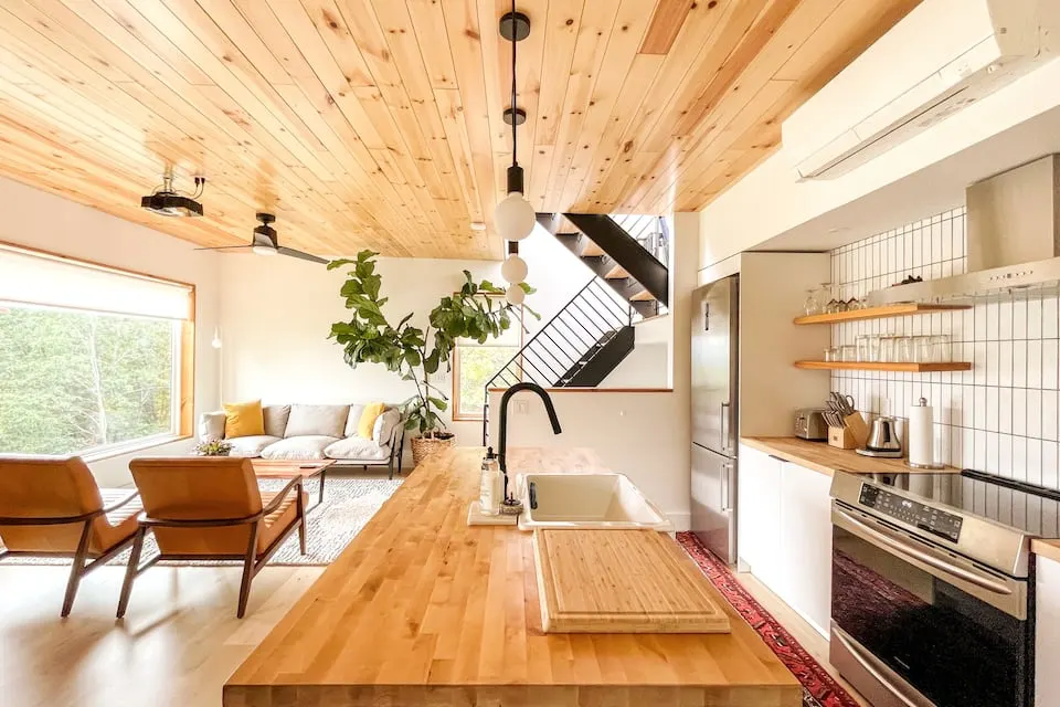 Scandinavian style living room in airbnb