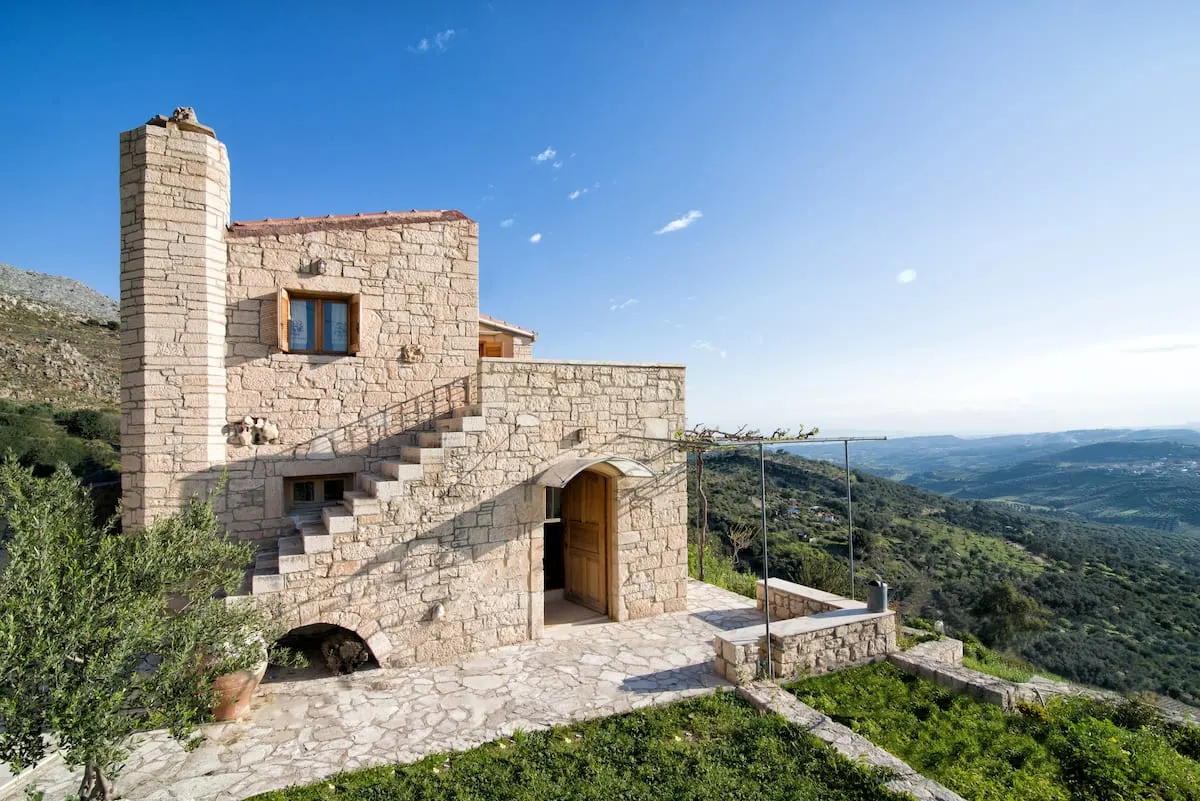 Greek airbnb mansion on a large hill