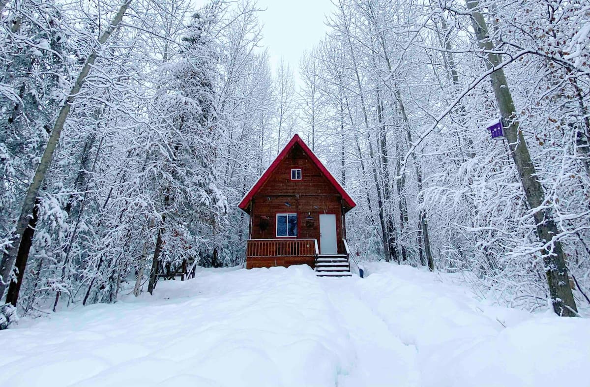 Cabin in the snow in Alaska