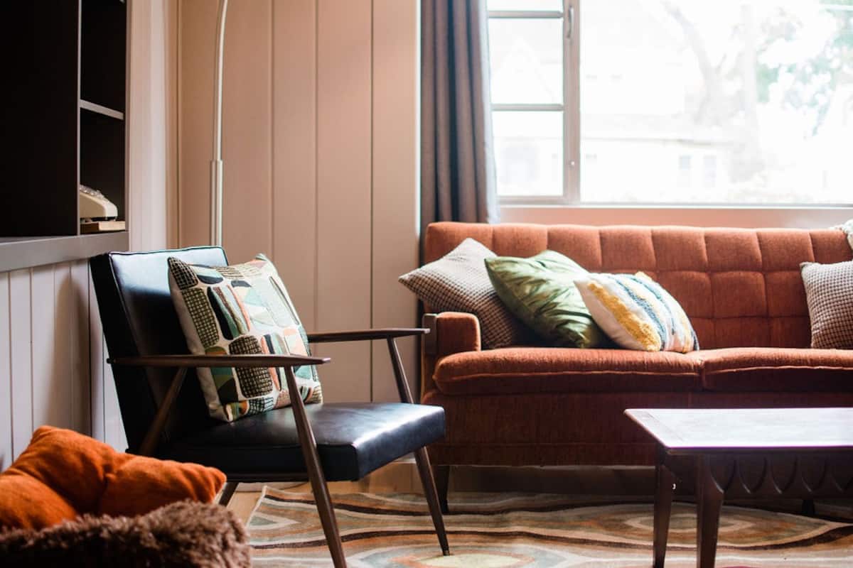 couch and chair in mid-century modern home