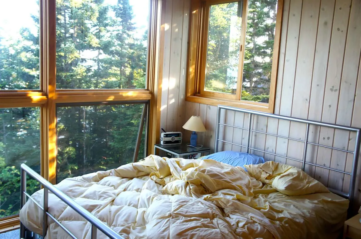 Bedroom overlooking woods in Minnesota