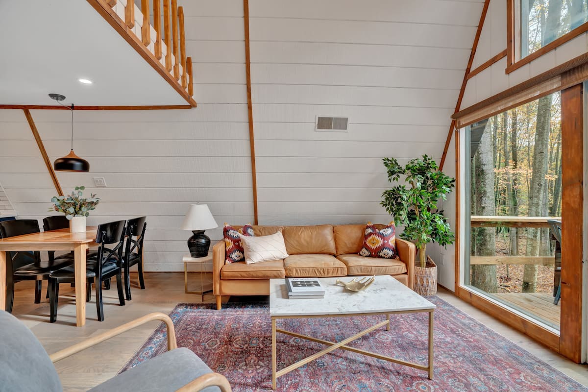 mid century modern decor in airbnb