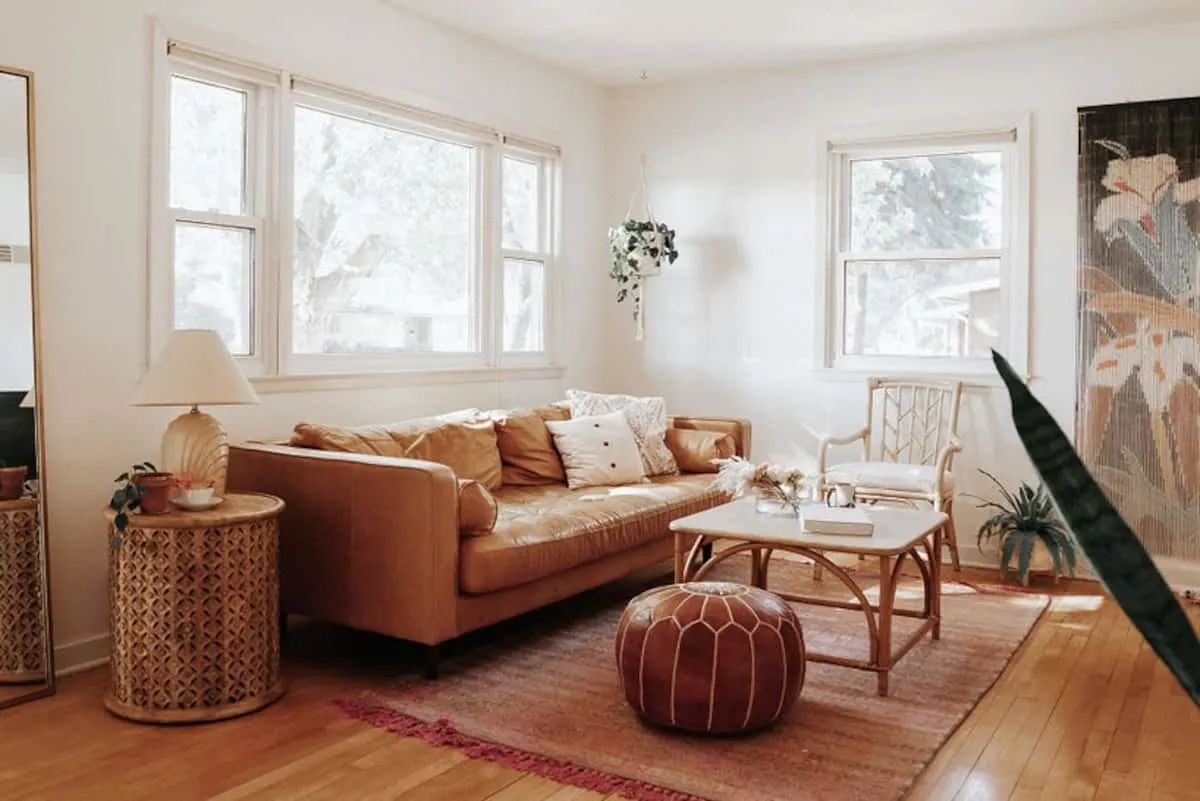 boho living room in South Dakota airbnb