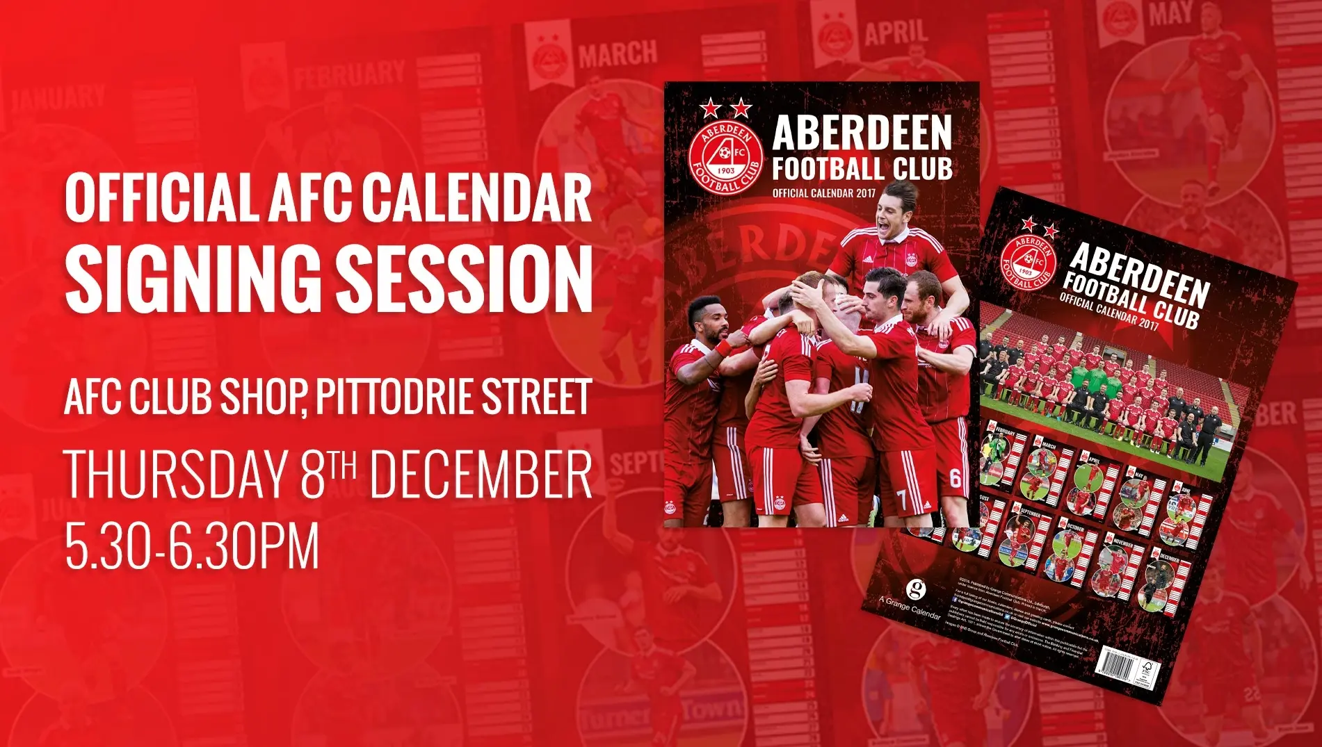 Calendar Signing - Thursday 8th December, 5.30pm-6.30pm