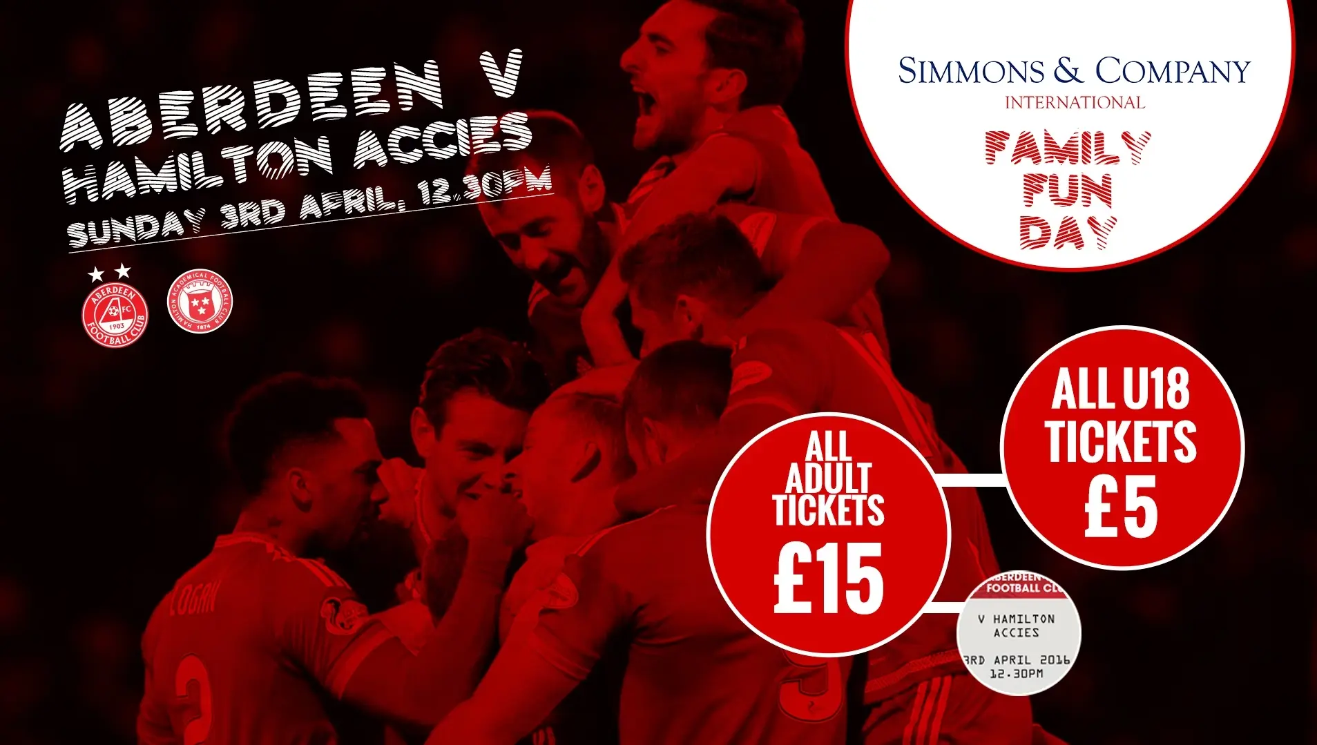 Simmons Family Fun Day | Aberdeen v Hamilton Accies, Sun 3rd April