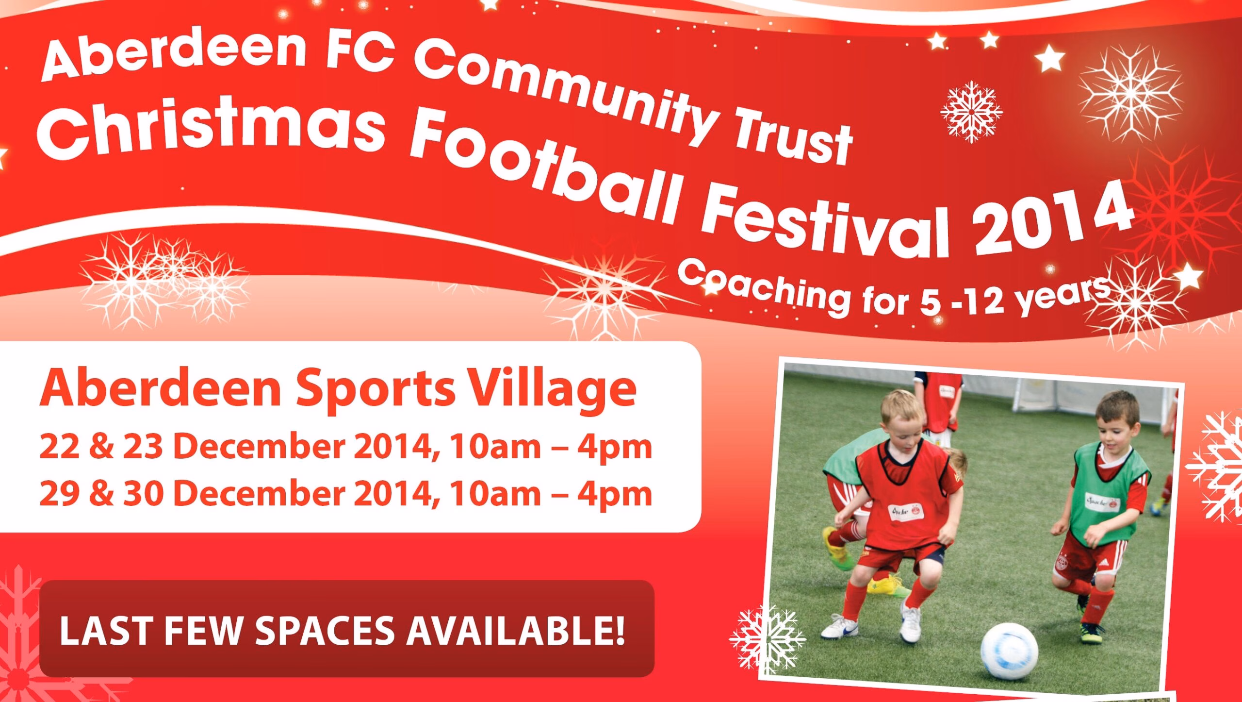 Limited spaces left on AFCCT Christmas Football Festival