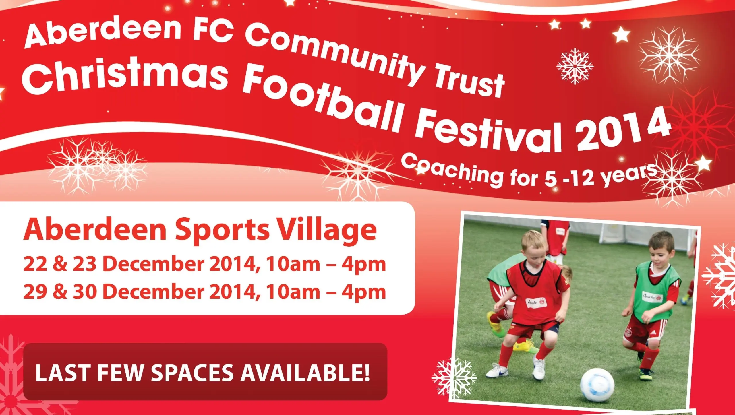 Limited spaces left on AFCCT Christmas Football Festival