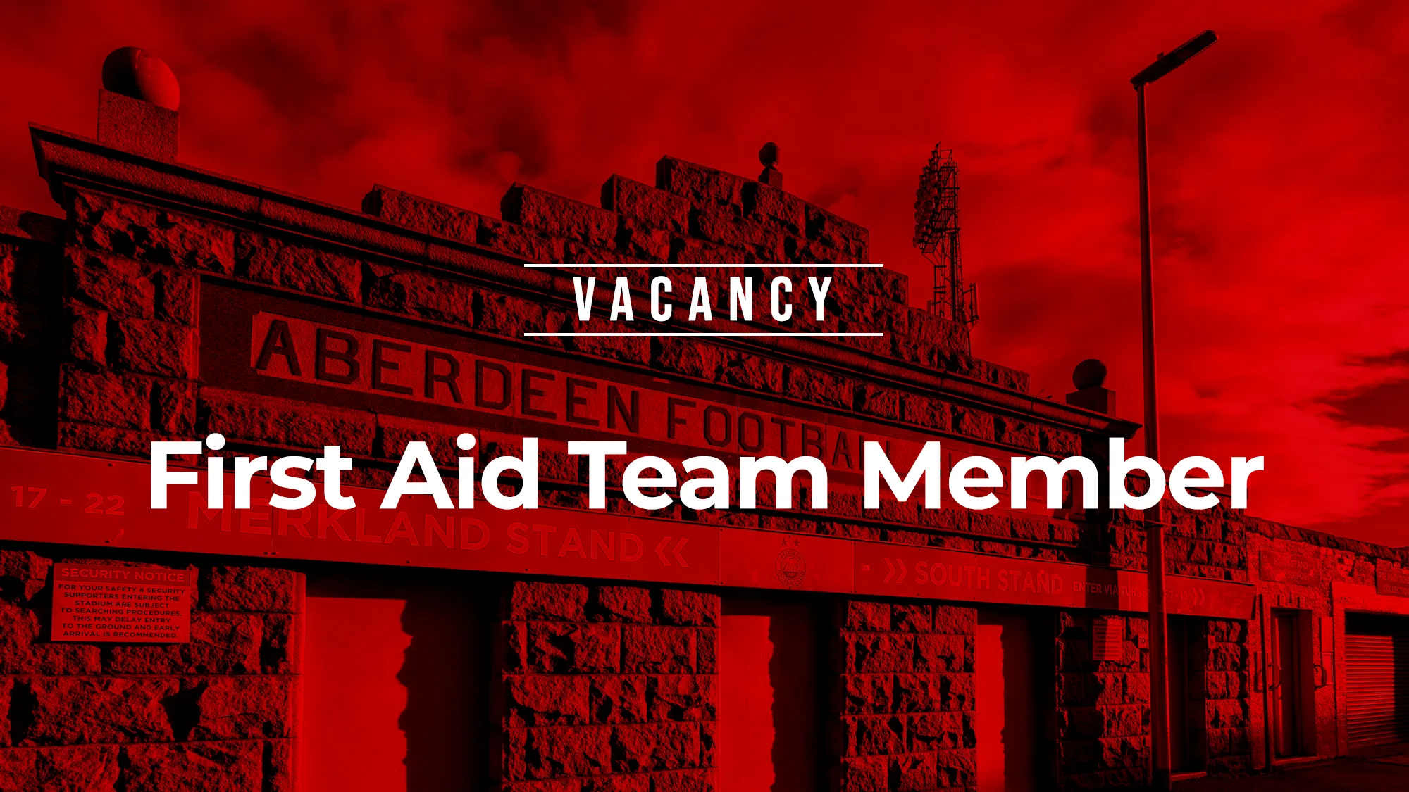 Vacancy | Matchday/Events First Aid Team Member