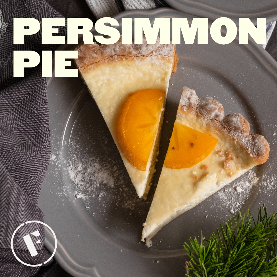 Homemade fuyu persimmon pie foraged