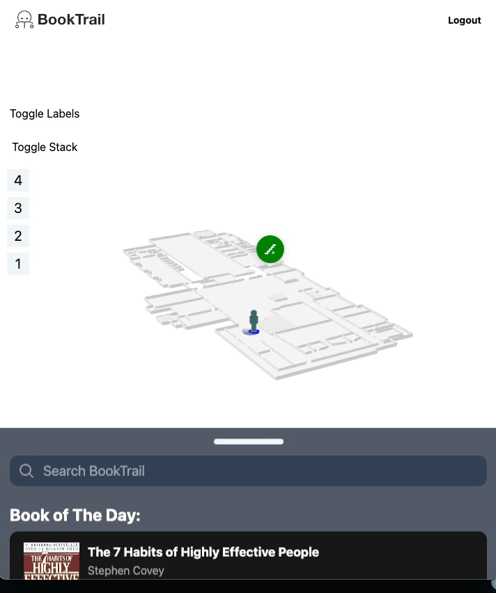 Gif of app experience - Make your experience easier with your own library navigator : BookTrail.
