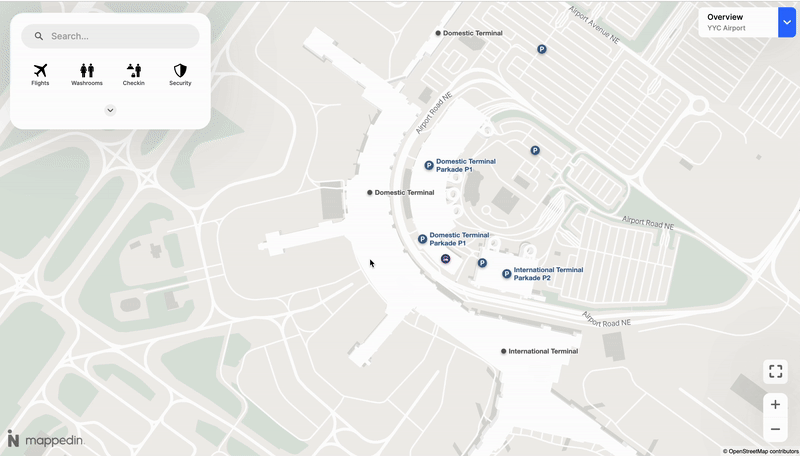 Example of outdoor view and dynamic focus on a campus map