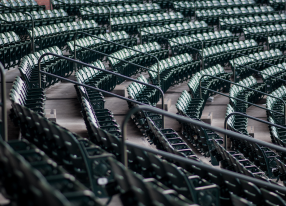 Rows of empty stadium seats